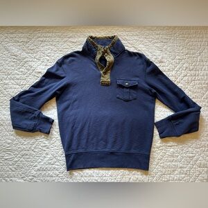 POLO Ralph Lauren Navy Blue Pullover with Olive Accents M Medium